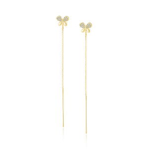 Cercei argint lungi cu lant si fluture cu pietre placati cu aur galben DiAmanti Z1810EPG_W-DIA (Argint 925‰ 1,3 g.)